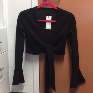 Black Tie Front Crop Top